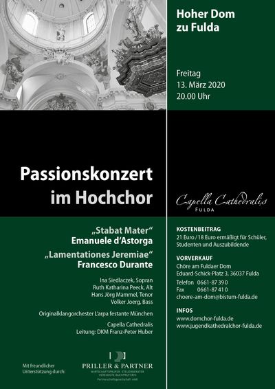 Passionskonzert am 13. März 2020 um 20 Uhr im Fuldaer Hochchor